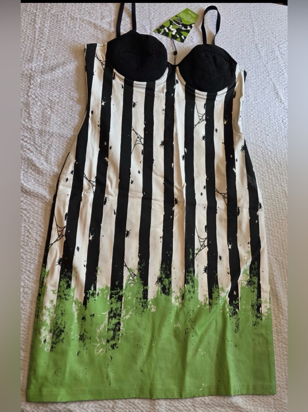 Beetlejuice xxl 2XL stretch dress lime punk KILLSTAR NWT NEW Halloween stripes